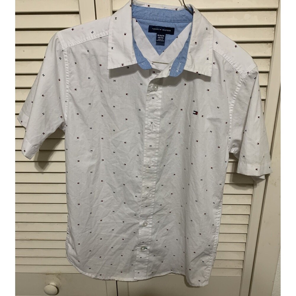 Tommy Hilfiger Button Down Shirt Boys M/M/M (10-12) Short Sleeve School